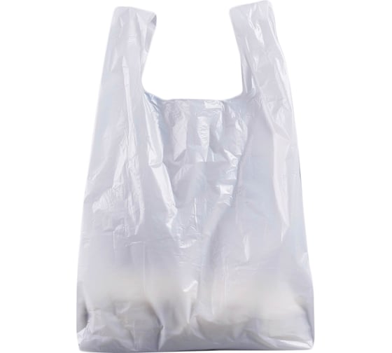 Изображение товара Белый пакет майка ВОЛГА ПОЛИМЕР с ручками, 24х44 см, 10 мкм, 100 штук Т3108