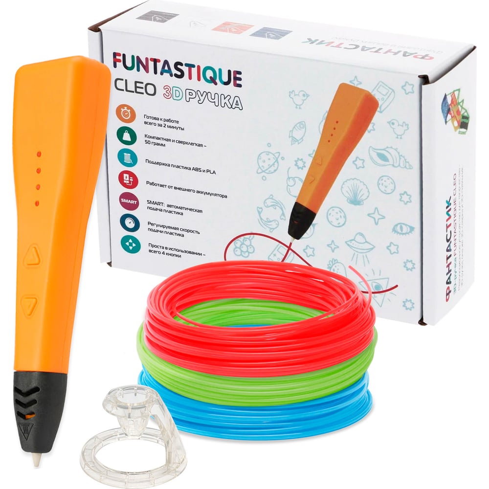 Изображение товара 3D-ручка FUNTASTIQUE CLEO оранжевая с дисплеем для творчества