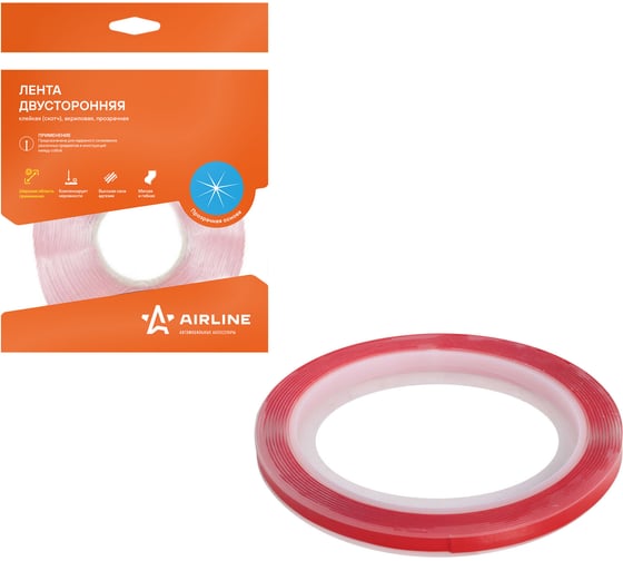 Изображение товара Двусторонняя клейкая лента Airline (скотч), 6ммx3м, акриловая вспененная основа, прозрачная ADS-A-04