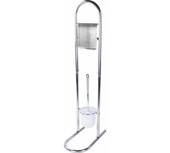 Изображение товара Держатель для туалетной бумаги и ерша LAIMA напольный, сталь/пластик, зеркальный 607433