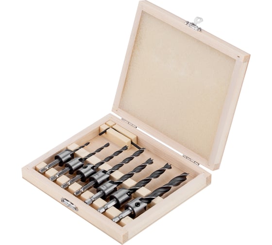 Изображение товара Набор сверл зенкеров по дереву 3-10 мм, 7 шт Denzel 704272