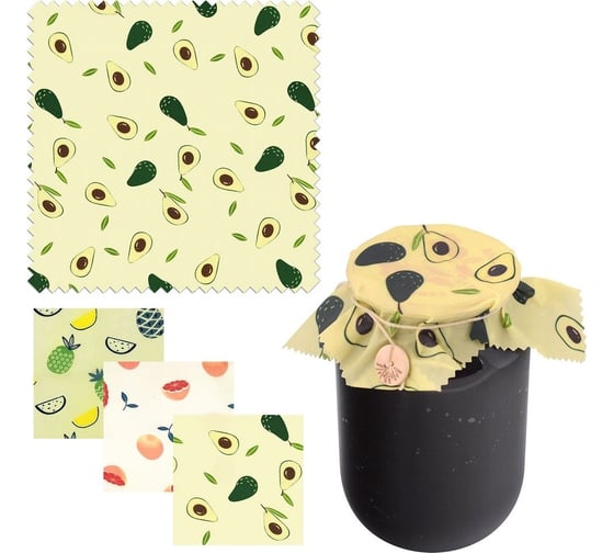 Изображение товара Восковая салфетка для хранения продуктов МУЛЬТИДОМ 3 дизайна, размер 19х15 см VL4-31