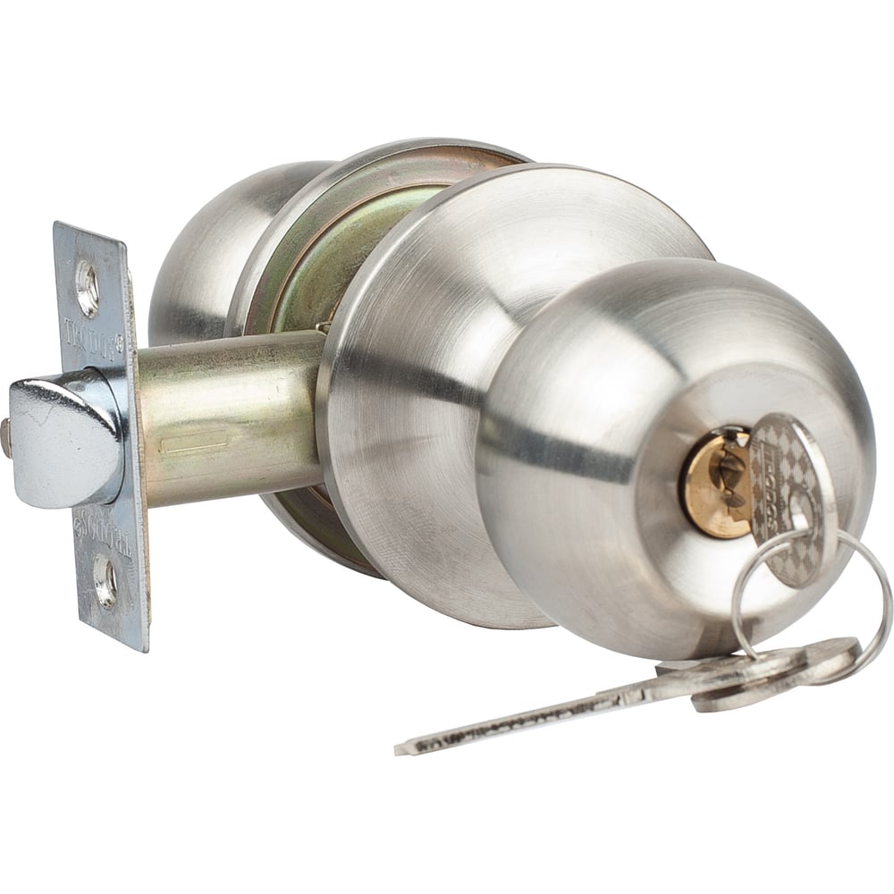 Изображение товара Ручка защелка Trodos ЗШ-01 никель межкомнатная дверь комплект 3 ключа