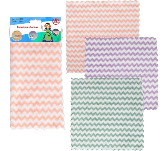 Изображение товара Салфетка МУЛЬТИДОМ NEW Волна размер 24х24 см, 3 цвета VL58-243
