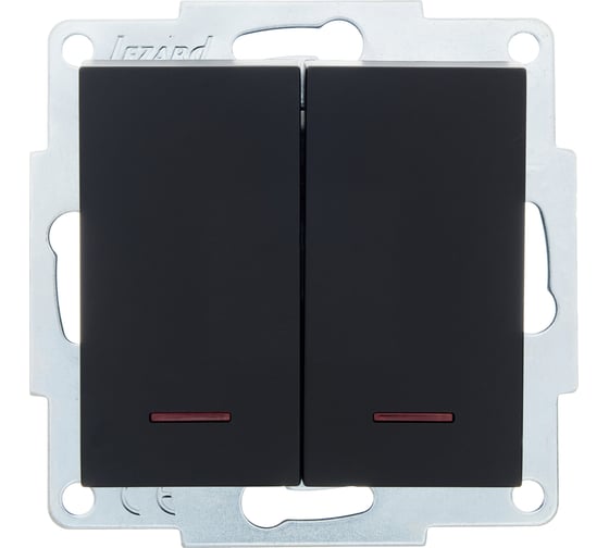 Изображение товара Двойной выключатель Lezard VESNA с подсветкой чёрный бархат 742-4288-112