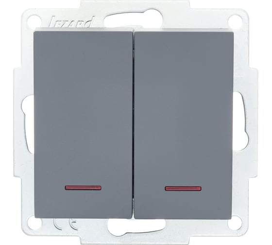 Изображение товара Двойной выключатель Lezard VESNA с подсветкой графит 742-3488-112