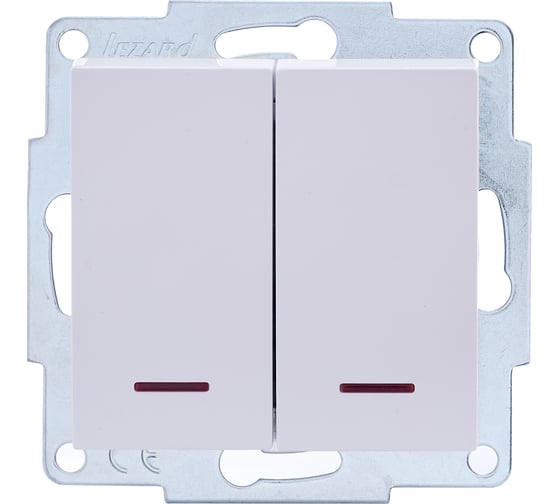 Изображение товара Двойной выключатель Lezard VESNA с подсветкой белый 742-0288-112