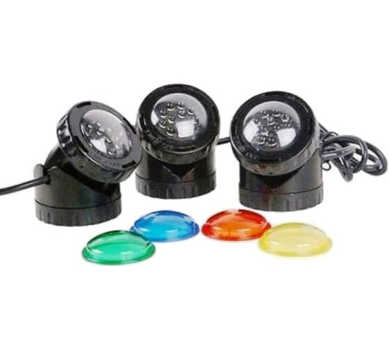Изображение товара PL1-3 МНОГОЦВЕТНАЯ/LED комп-т ( 3шт) . подсветка подводная/надводная 12 V,3x1,6 W,со светодиодами Jebao Джебао PL1-3 МНОГОЦВЕТНАЯ/LED PL1-3 LED