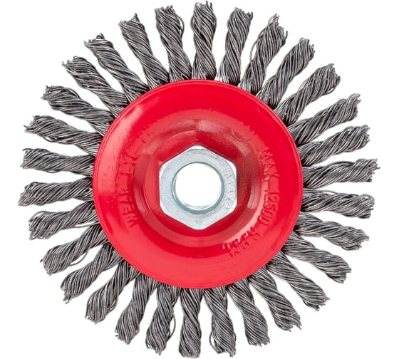 Изображение товара Щетка-крацовка дисковая, плетенная стальная проволока, 100 мм, М14 GROSSMEISTER 021128001