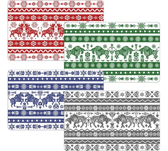 Изображение товара Салфетка МУЛЬТИДОМ Скандинавский Бык размер 41х26 см, 4 дизайна МТ88-389