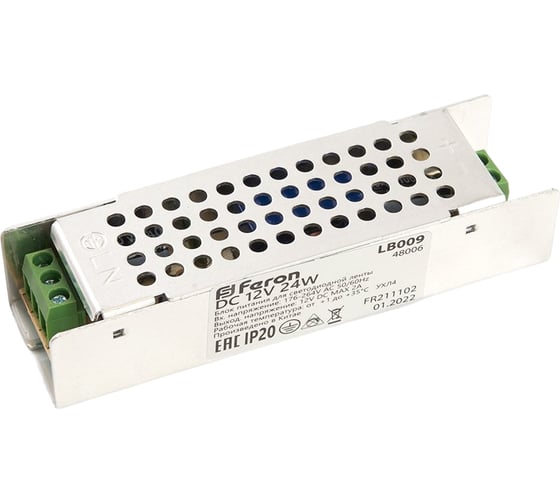 Изображение товара Электронный трансформатор FERON для светодиодной ленты 24W 12V (драйвер), LB009 48006