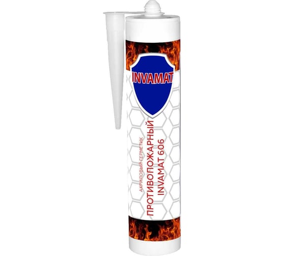 Изображение товара Противопожарный акриловый герметик INVAMAT 606 белый 310 мл 1021