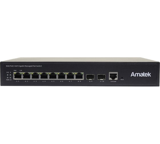 Изображение товара Управляемый L2+ коммутатор Amatek AN-SGM10P8A на 10 GE портов 7000680
