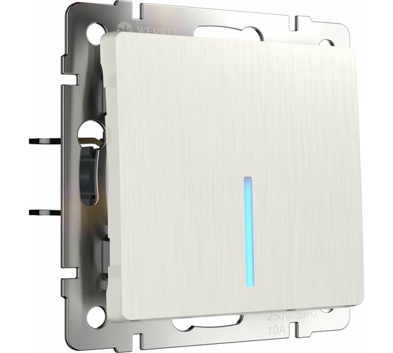 Изображение товара Проходной одноклавишный выключатель WERKEL W1112113 с подсветкой перламутровый рифленый a051182