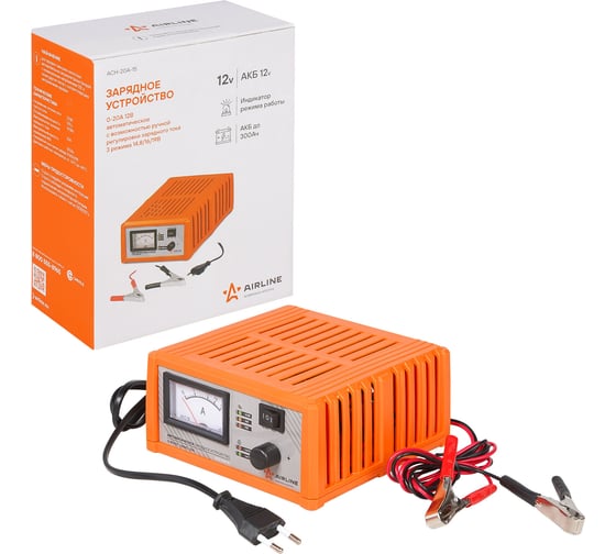 Изображение товара Зарядное устройство Airline 0-20 А, 12 В, амперметр, ручная регулировка, импульсный ACH-20A-15