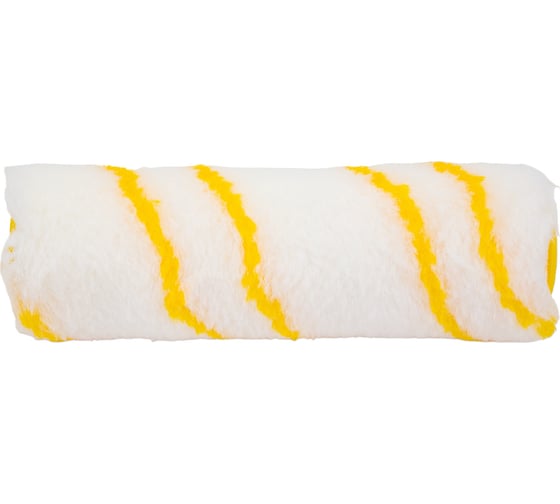 Изображение товара Сменный полиакриловый ролик FIT белый с желтой полосой "миди", диаметр 30/54 мм, ворс 12 мм, 150 мм 02624