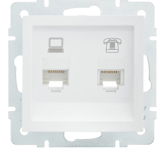 Изображение товара Розетка Lezard VESNA компьютер+телефон белая 742-0288-143