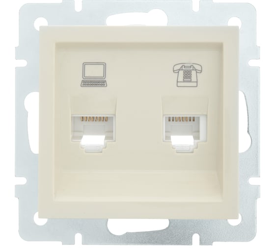 Изображение товара Розетка Lezard VESNA компьютер+телефон крем 742-0388-143