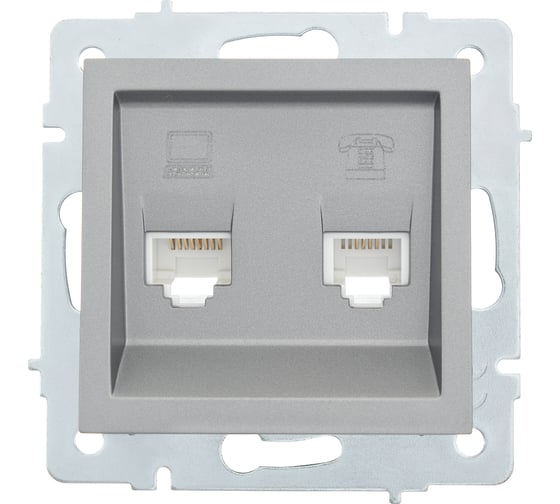 Изображение товара Розетка Lezard VESNA компьютер+телефон платина 742-3588-143