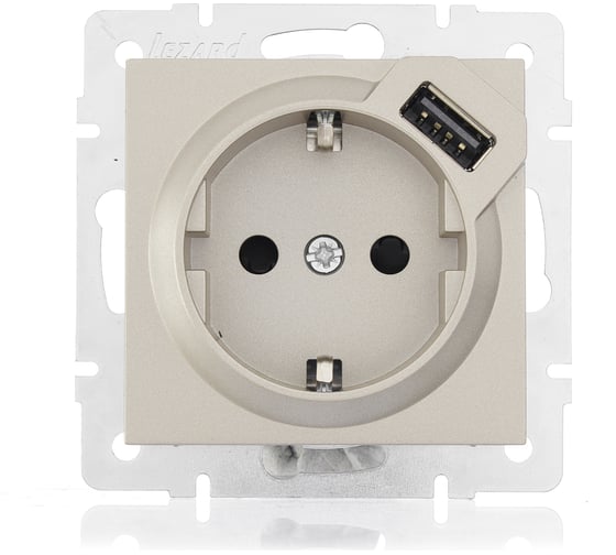 Изображение товара Розетка Lezard VESNA с/з + USB разъём титан 742-3788-181
