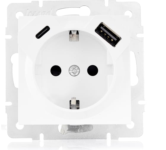 Изображение товара Розетка Lezard VESNA с/з TC+USB разъём белая 742-0288-181TC