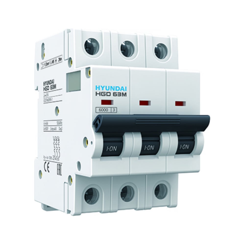 Изображение товара Автоматический выключатель Hyundai HGD63-M 3п 32A 6kA для DIN-рейки