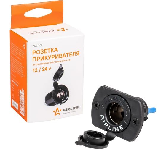 Изображение товара Гнездо прикуривателя Airline встраиваемый, влагозащищенный, 12/24 В, пластик AEBJ204