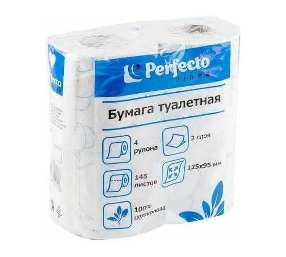 Изображение товара Туалетная бумага PERFECTO LINEA белая, 4 рулона 66-001416