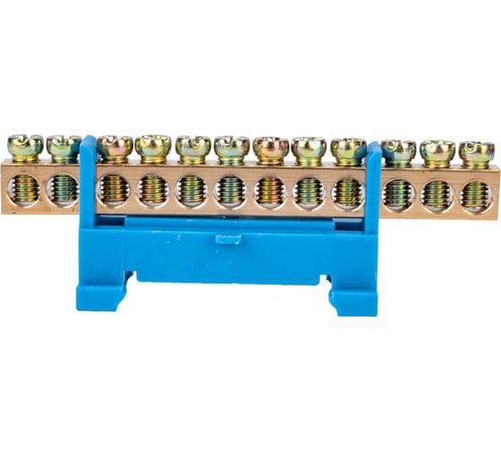 Изображение товара Шина N нулевая ЮПИТЕР с изолятором на DIN-рейку 6x9мм 12 групп малая стойка JP7208-03