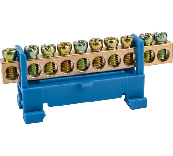 Изображение товара Шина N нулевая ЮПИТЕР с изолятором на DIN-рейку 6x9мм 10 групп малая стойка JP7208-02