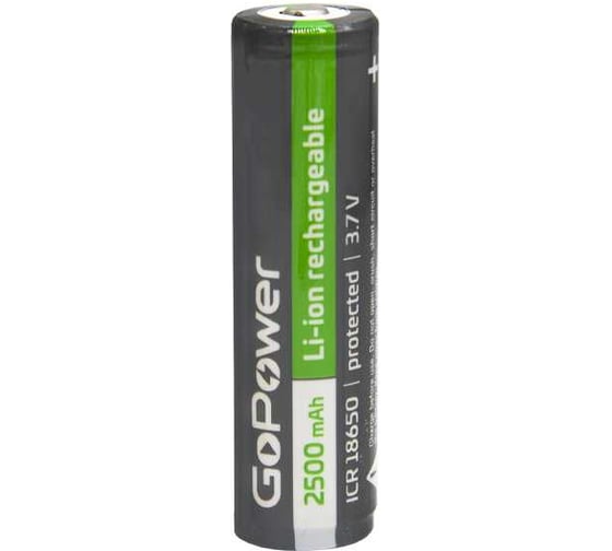 Изображение товара Аккумулятор GoPower Li-ion 18650 BL1 3.7V 2500mAh с защитой высокий контакт 00-00018354