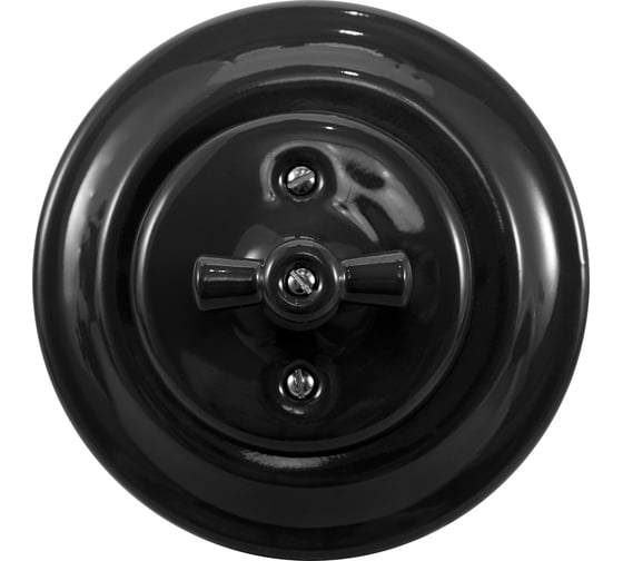 Изображение товара 1-клавишный проходной выключатель Retrika ретро, керамика, серия Colony, черный G01-08