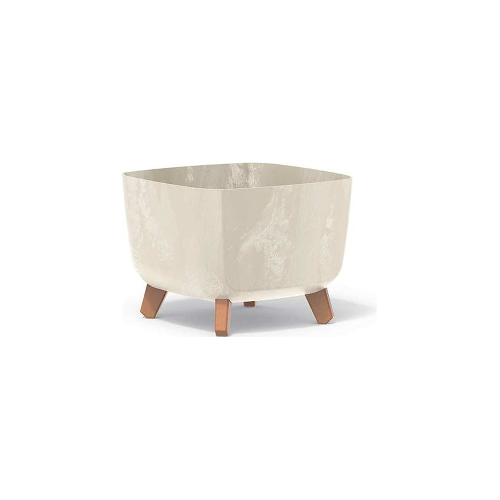 Изображение товара Кашпо на ножках Prosperplast DGQL300ECY700 GRACIA SQUARE BETON EFFECT 29х29х22 см, кремовое 066948