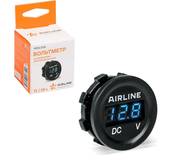 Изображение товара Встраиваемый влагозащищенный вольтметр Airline 12/24 В AEAL004
