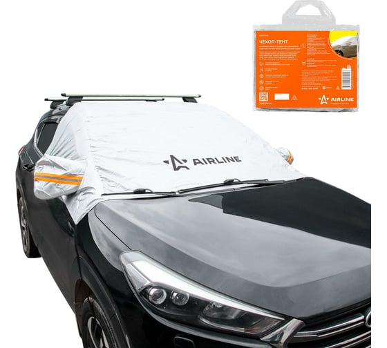 Изображение товара Чехол-тент на лобовое стекло и передние окна авто Airline защитный, универсальный, серый ADCT002