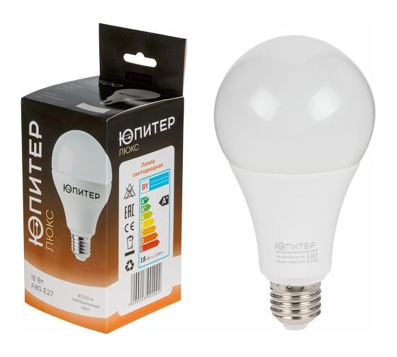 Изображение товара Светодиодная лампа ЮПИТЕР E27 ЛЮКС 18 Вт A80 4000K JP5160-43