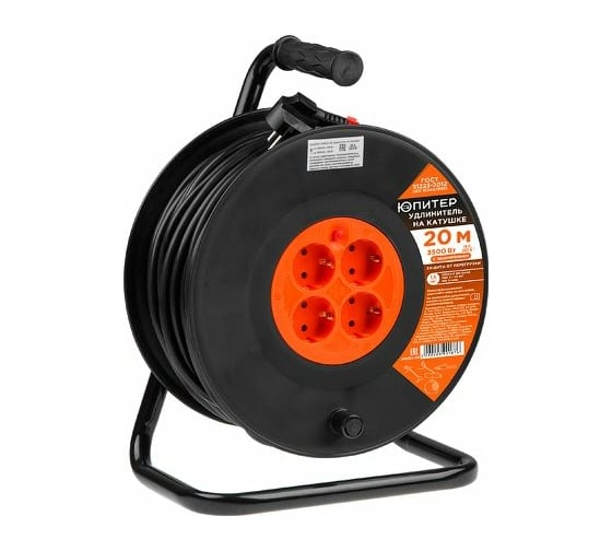 Изображение товара Удлинитель на катушке ЮПИТЕР 20 м 4 розетки 3,5кВт JP8404-04