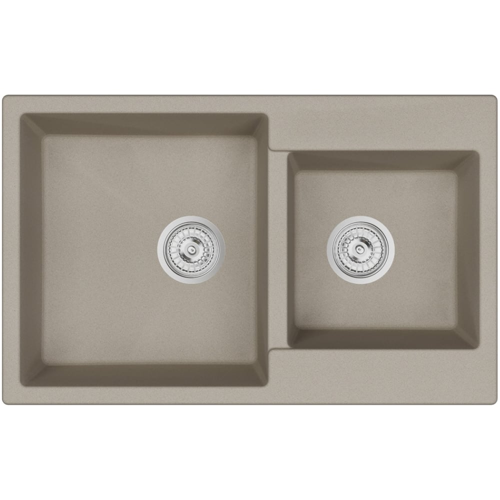 Изображение товара Кварцевая мойка EMAR EMQ-2800.Q Берилл прямоугольная врезная 2 чаши матовая