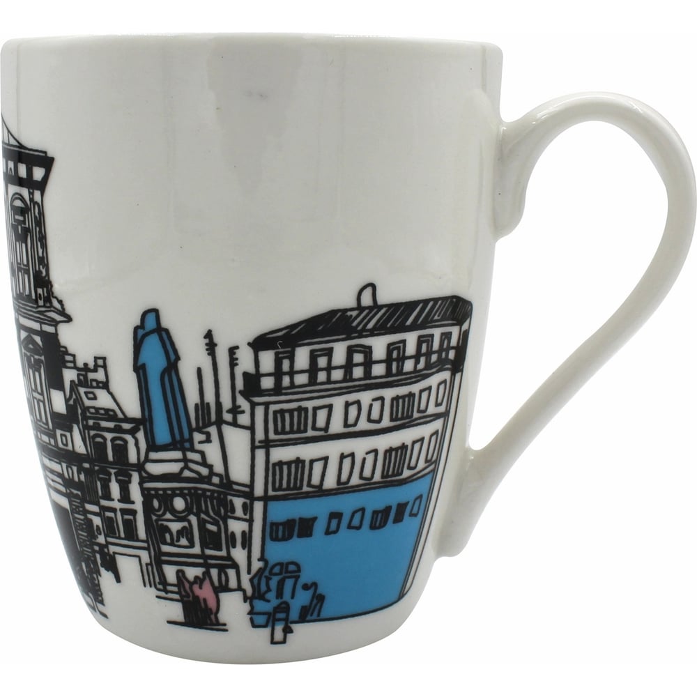 Изображение товара Фарфоровая кружка КОШКИН ДОМ Города мира 350 мл белая рисунок