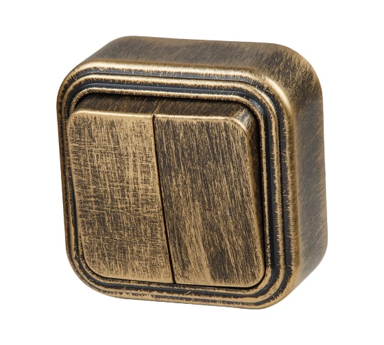 Изображение товара Выключатель ЮПИТЕР двухклавишный наружный Стандарт бронзовый JP7413-02