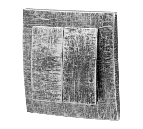 Изображение товара Выключатель ЮПИТЕР двухклавишный скрытый Стандарт серебро JP7424-06