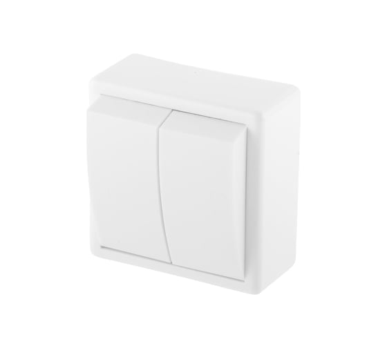 Изображение товара Выключатель ЮПИТЕР двухклавишный наружный Эконом белый JP7421-02