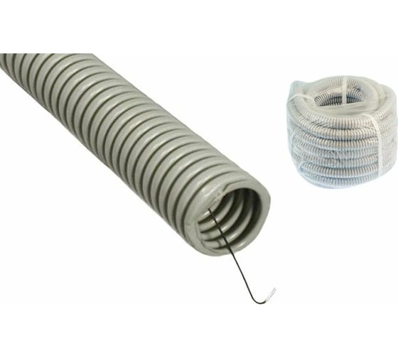 Изображение товара Гофрированная труба ЮПИТЕР ПВХ 32 с зондом 10 м серый JP3110-14