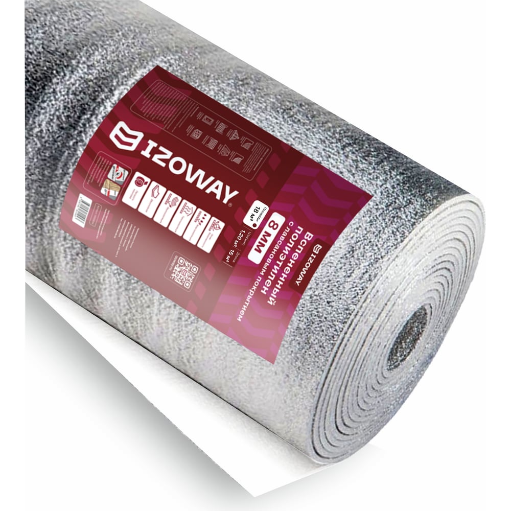 Изображение товара Лавсан Izoway PM Стандарт 8 мм, 1, 2x15 м - теплоизоляционный материал для стен и кровли