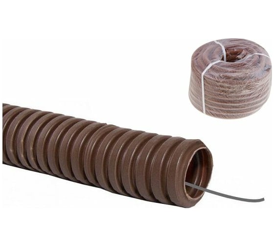 Изображение товара Гофрированная труба ЮПИТЕР ПВХ 25 с зондом 25 м бук JP3111-05