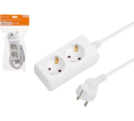 Изображение товара Удлинитель ЮПИТЕР 3 м 2 розетки 2,2 кВт с заземлением JP8102-21