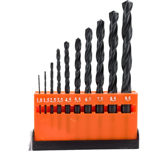 Изображение товара Набор сверл по металлу НС17 (10 шт; от 1 до 9.5 мм, шаг 0.5-1 мм; Р6М5) ИПК naborsverlNS17