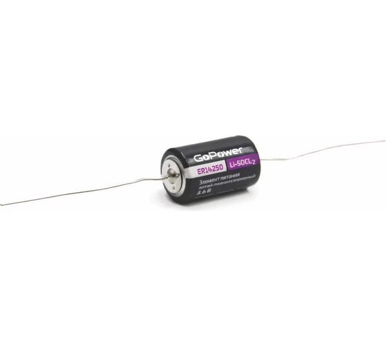 Изображение товара Батарейка GoPower 14250 1/2AA PC1 Li-SOCl2 3.6V с выводами (1/10/500) 00-00015330
