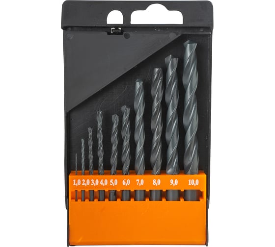 Изображение товара Набор сверл по металлу НС9 (10 шт; от 1 до 10 мм, шаг 1 мм; Р6М5) ИПК naborsverlNS9