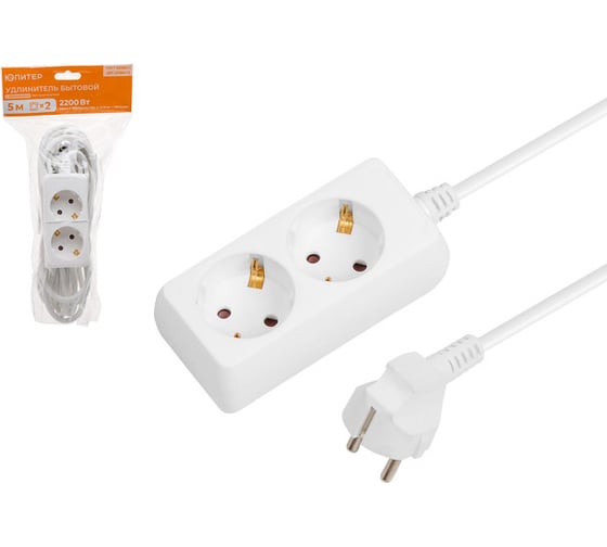 Изображение товара Удлинитель ЮПИТЕР 5 м 2 розетки 2,2 кВт с заземлением JP8102-22